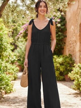 Tropik Backless Jumpsuit with Tie Shoulder Straps